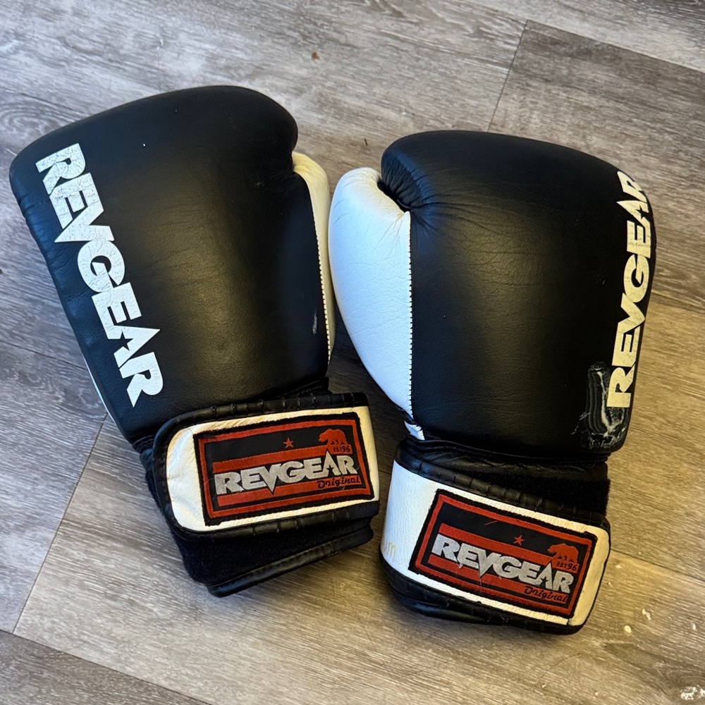 Revgear Black and White Boxing Gloves